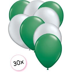 Ballonnen Groen & Zilver 30 stuks 27 cm